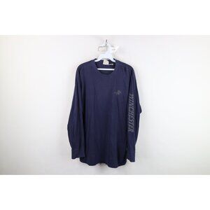 Vintage 90s Winchester Mens Medium Distressed Spell Out Long Sleeve T-Shirt blue